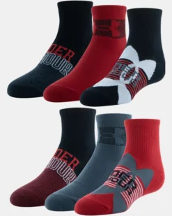 Boys' UA Essential Quarter 6-Pack Socks