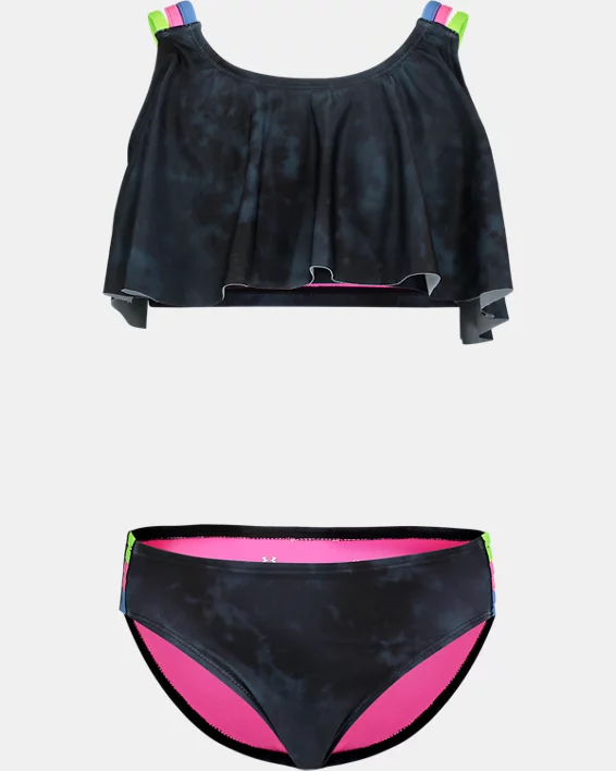 Girls' Pre-School UA Tie-Dye Flutter Top 2-Piece Bikini Set 1 Girls' Pre-School UA Tie-Dye Flutter Top 2-Piece Bikini Set