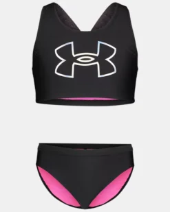 Girls' Pre-School UA Logo Elastic Racerback Top 2-Piece Bikini Set