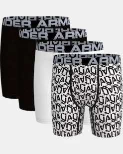 Boys' UA Cotton Cube Logo 4-Pack Boxerjock