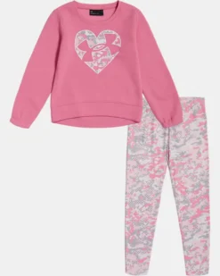 Girls' Pre-School UA Camo Heart Crewneck Set