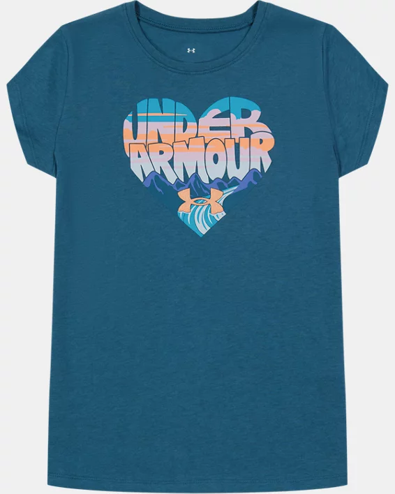 Girls' UA Outdoor Heart Mountain Short Sleeve 1 Girls' UA Outdoor Heart Mountain Short Sleeve