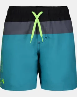 Boys' UA Triblock Logo Swim Volley Shorts