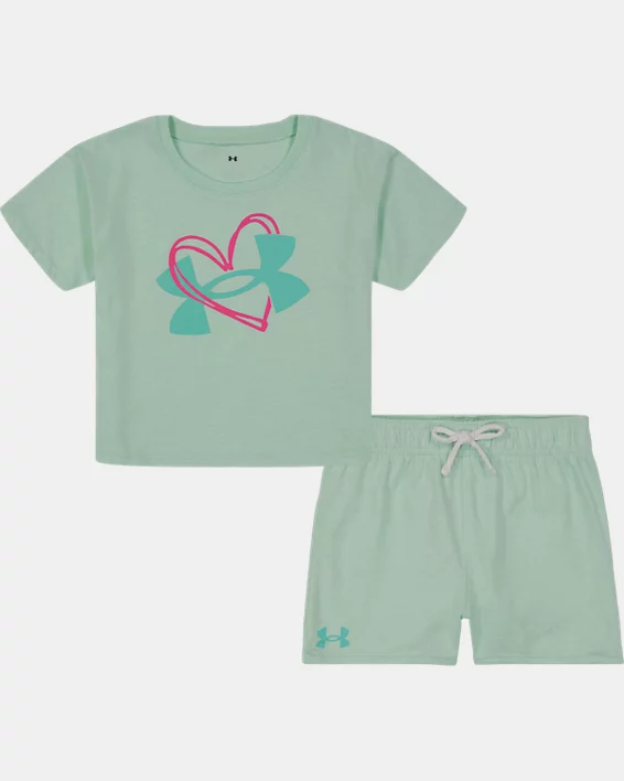 Girls' Pre-School UA Jersey Shorts Set 1 Girls' Pre-School UA Jersey Shorts Set