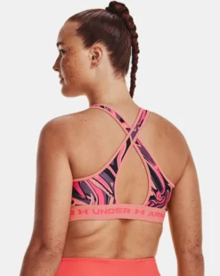 Women's Armour Mid Crossback Printed Sports Bra -Sportswear Store V5 1361042 603 BC LG