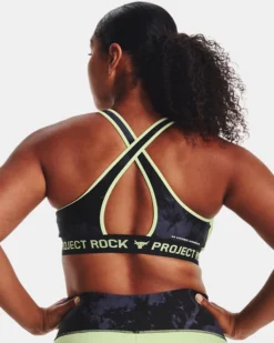 Women's Project Rock Crossback Printed Sports Bra -Sportswear Store V5 1374640 001 BC LG