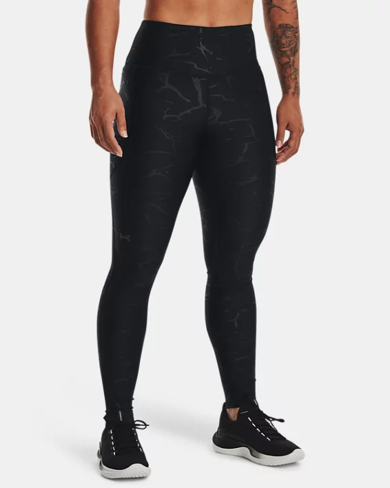 Women's HeatGear No-Slip Waistband Emboss Leggings 1 Women's HeatGear No-Slip Waistband Emboss Leggings