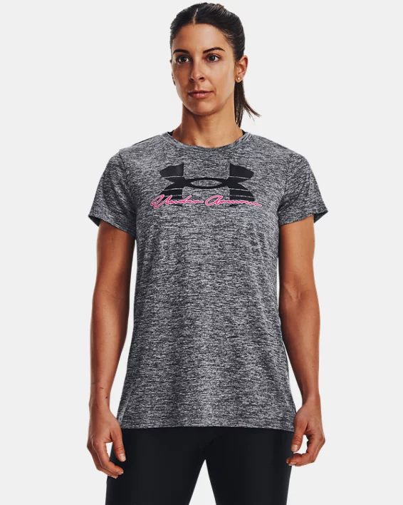 Women's UA Tech™ Twist Script Short Sleeve 1 Women's UA Tech™ Twist Script Short Sleeve