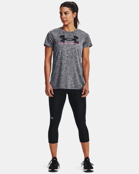 Women's UA Tech™ Twist Script Short Sleeve 3 Women's UA Tech™ Twist Script Short Sleeve - Image 3