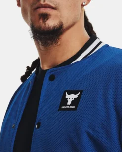 Men's Project Rock Mesh Varsity Jacket -Sportswear Store V5 1377437 471 COLLAR