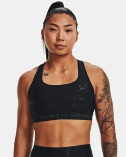 Women's Armour Mid Crossback Emboss Sports Bra